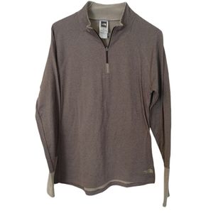 North Face 1/4 Zip Pullover Women's Medium VaporWick Brown Tan Base Layer TNF